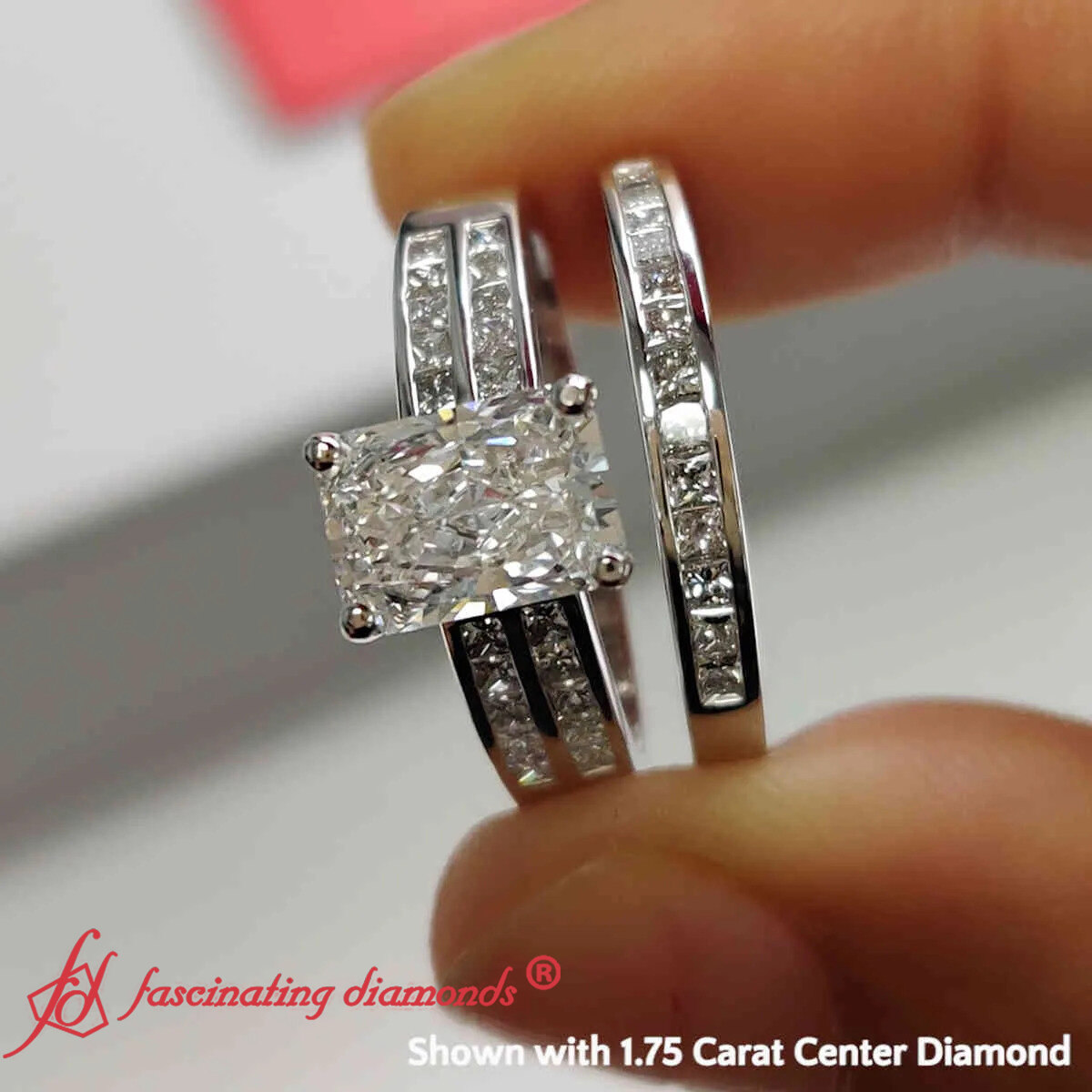 2.25 Carat Radiant Cut Big Wedding Ring with 14K White Gold White Diamond