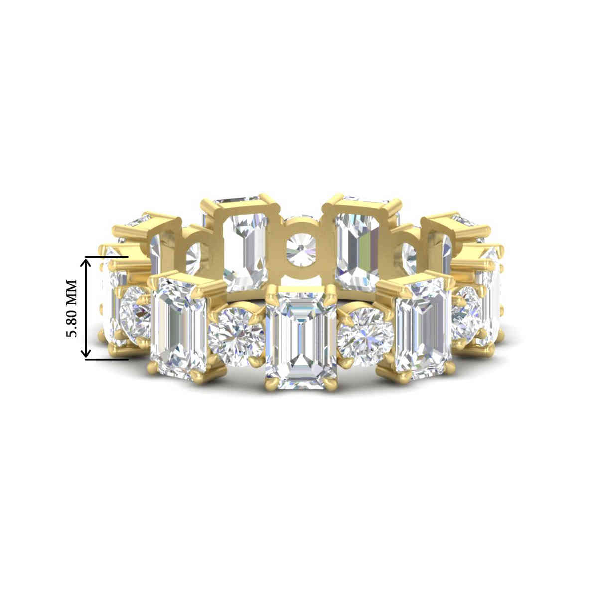 Alternating Diamond Eternity Wedding Band 4 Carat with 14K Yellow Gold White Diamond