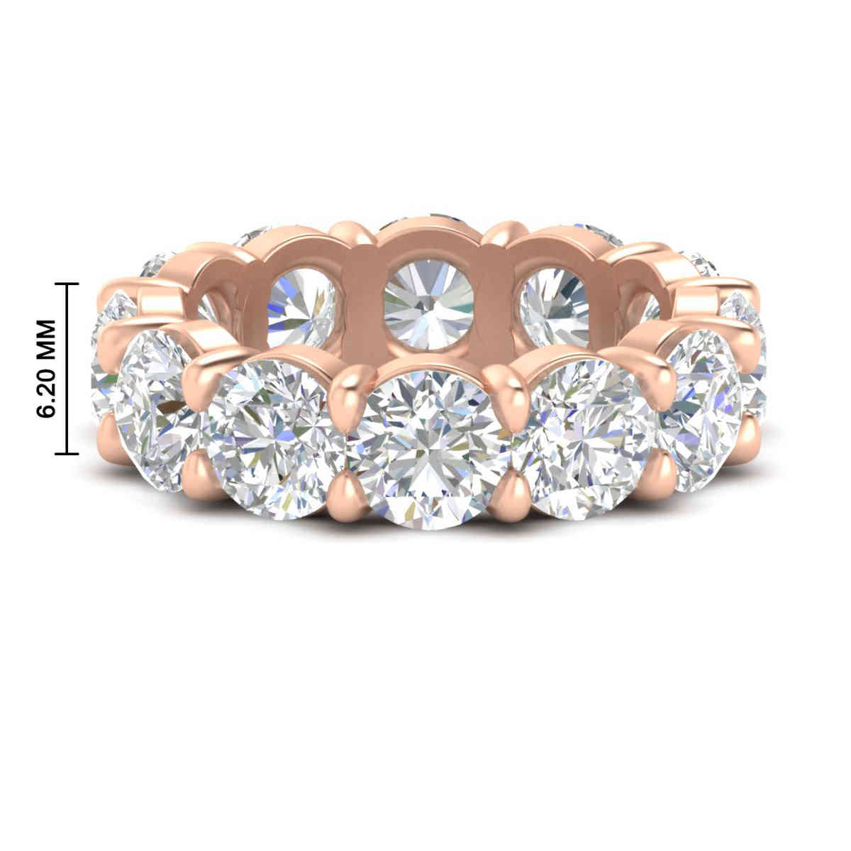 10 Carat Claw Prong Round Diamond Eternity Band with 14K Rose Gold White Diamond
