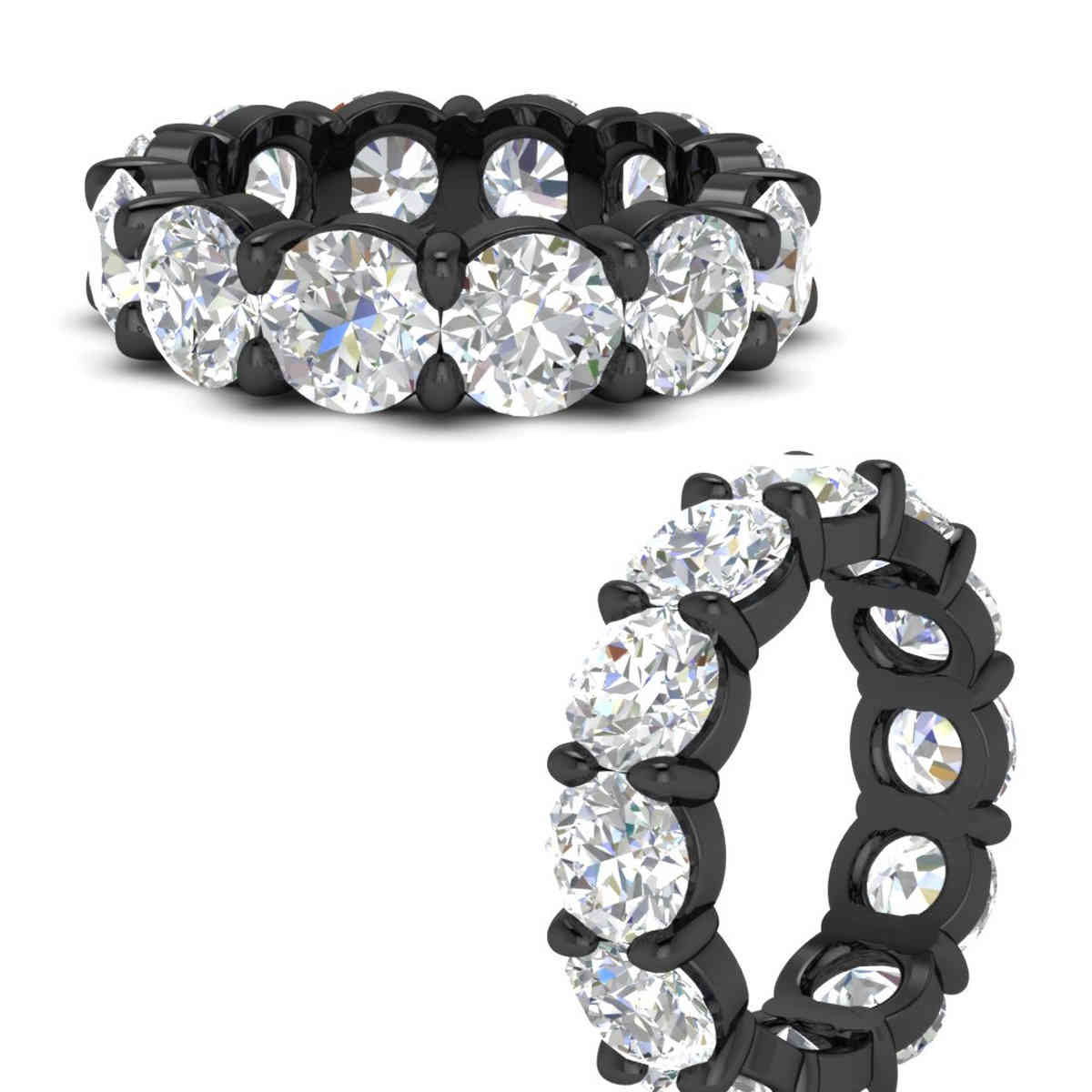 10 Carat Round Diamond Black Eternity Band with 14K Black Gold White Diamond