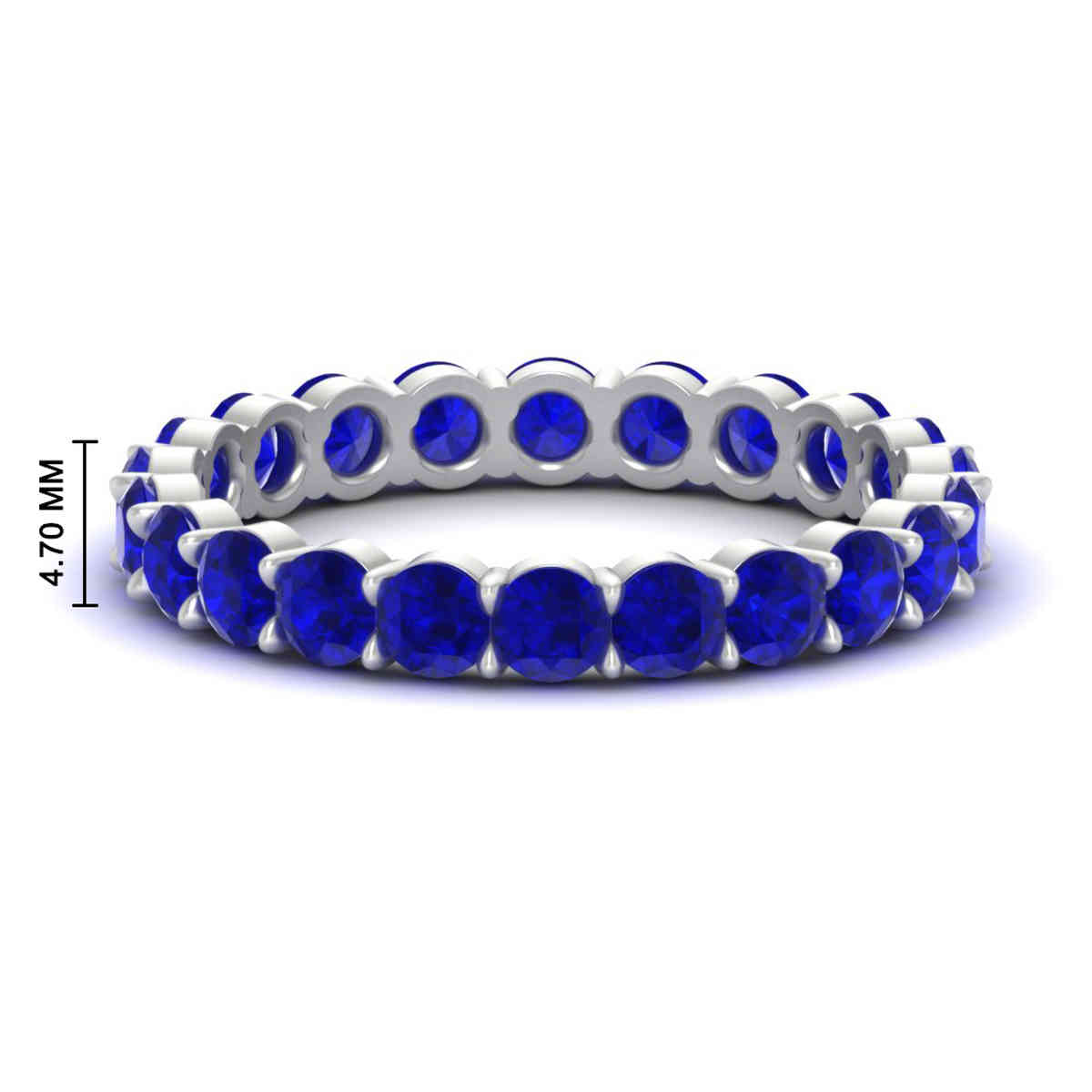 Round 5 Ct. Diamond Eternity Ring with 14K White Gold Blue Sapphire