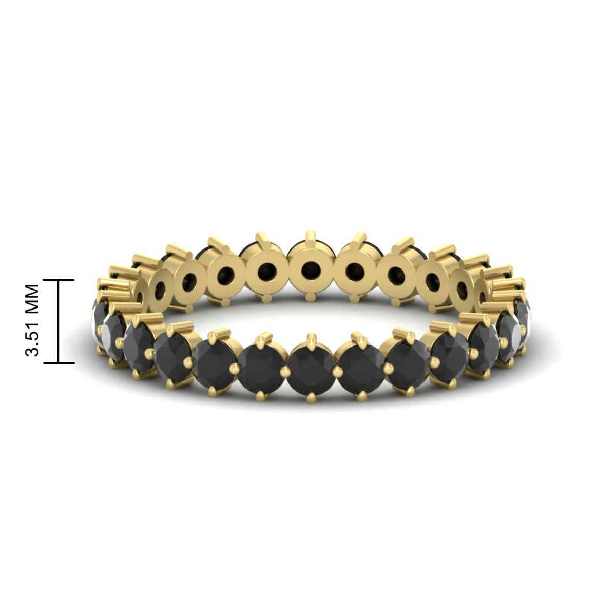 1 Carat Round Cut Diamond Eternity Ring with 14K Yellow Gold Black Diamond