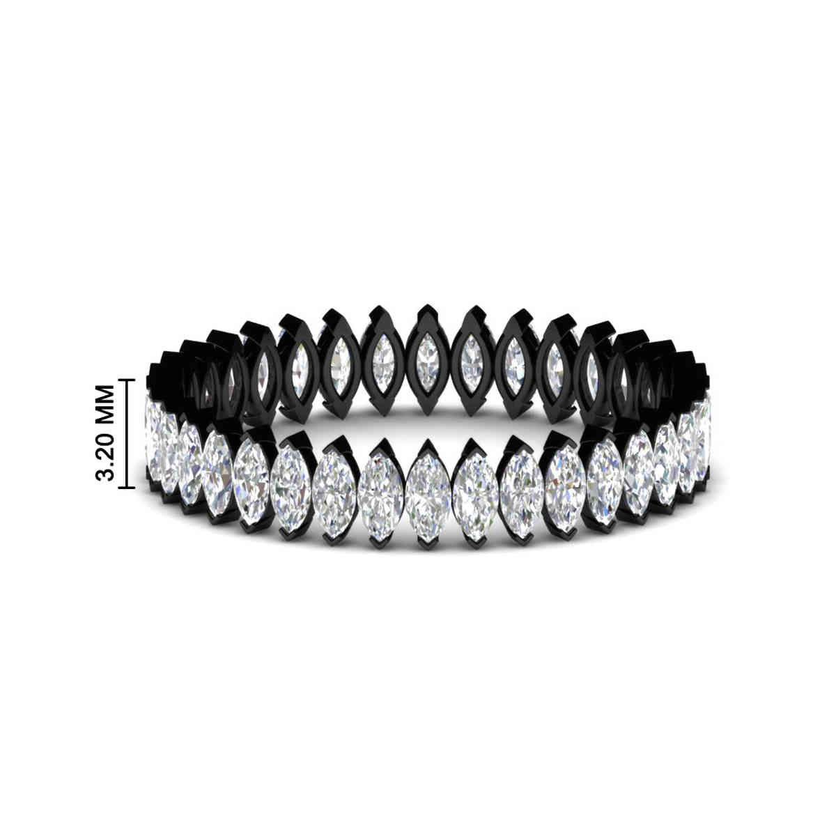 1 Carat Marquise Diamond Black Eternity Band with 14K Black Gold White Diamond