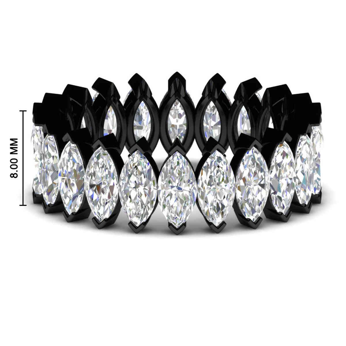 10 Carat Marquise Diamond Black Eternity Ring with 14K Black Gold White Diamond
