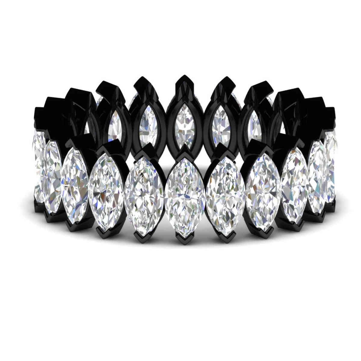 10 Carat Marquise Diamond Black Eternity Ring with 14K Black Gold White Diamond