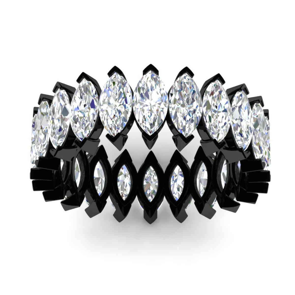 10 Carat Marquise Diamond Black Eternity Ring with 14K Black Gold White Diamond