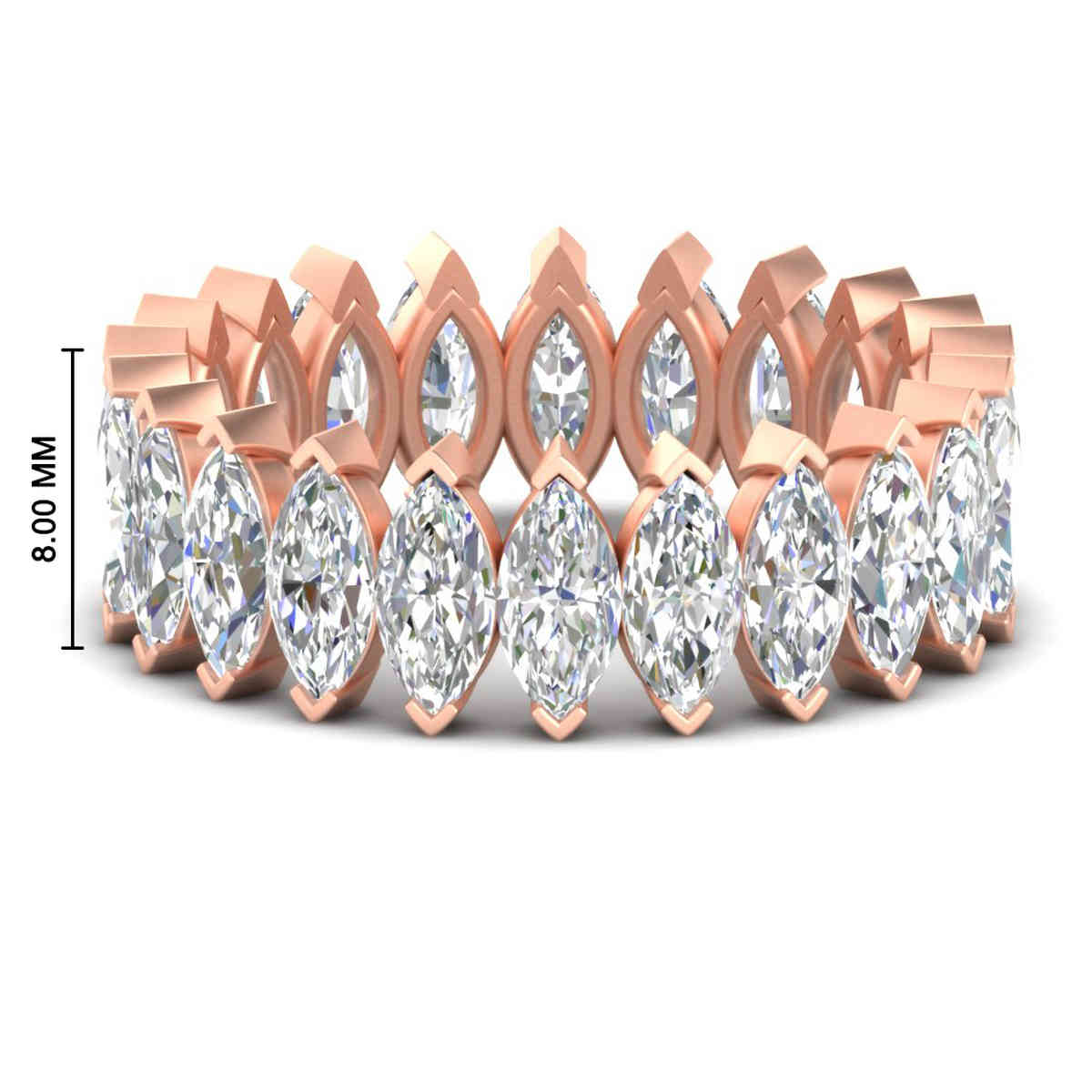 10 Carat Marquise Diamond Eternity Ring with 14K Rose Gold White Diamond