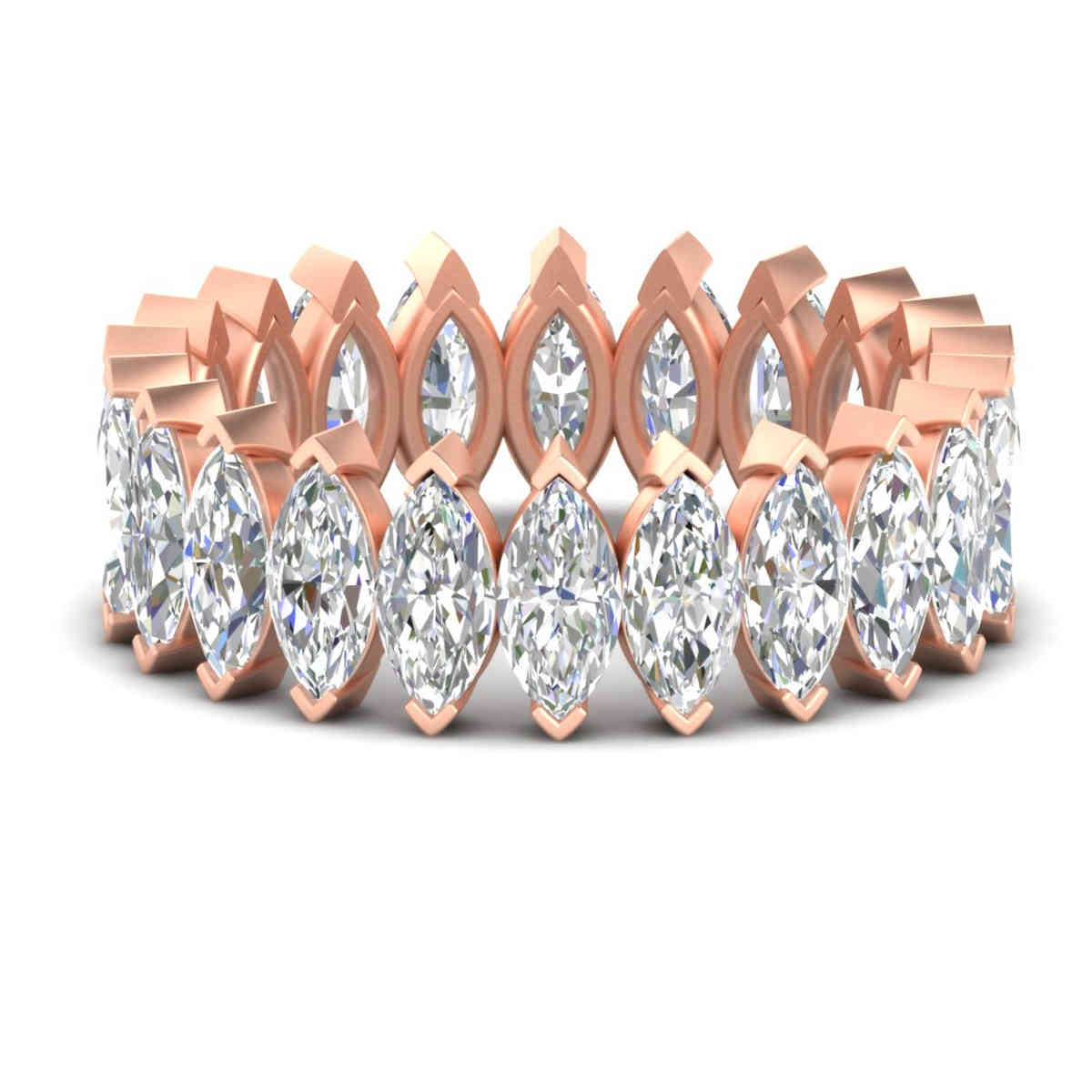 10 Carat Marquise Diamond Eternity Ring with 14K Rose Gold White Diamond