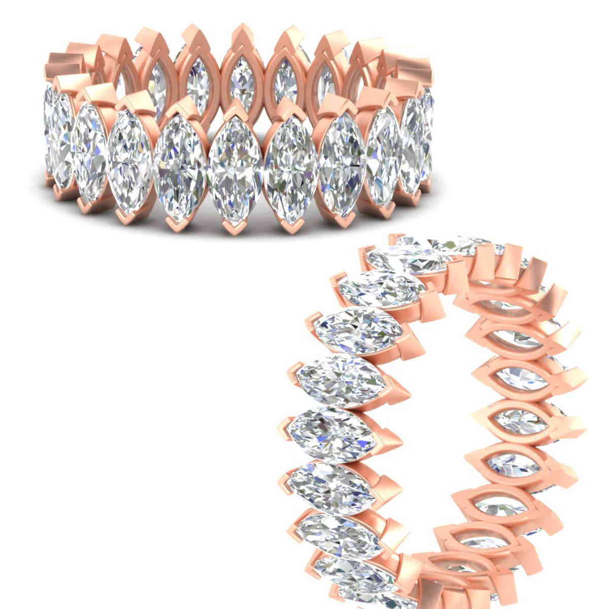 10 Carat Marquise Diamond Eternity Ring with 14K Rose Gold White Diamond