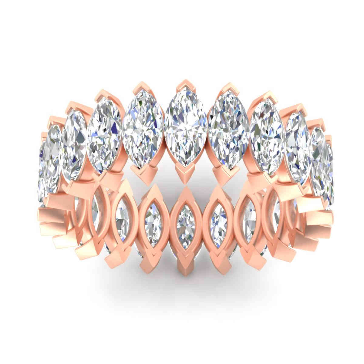10 Carat Marquise Diamond Eternity Ring with 14K Rose Gold White Diamond