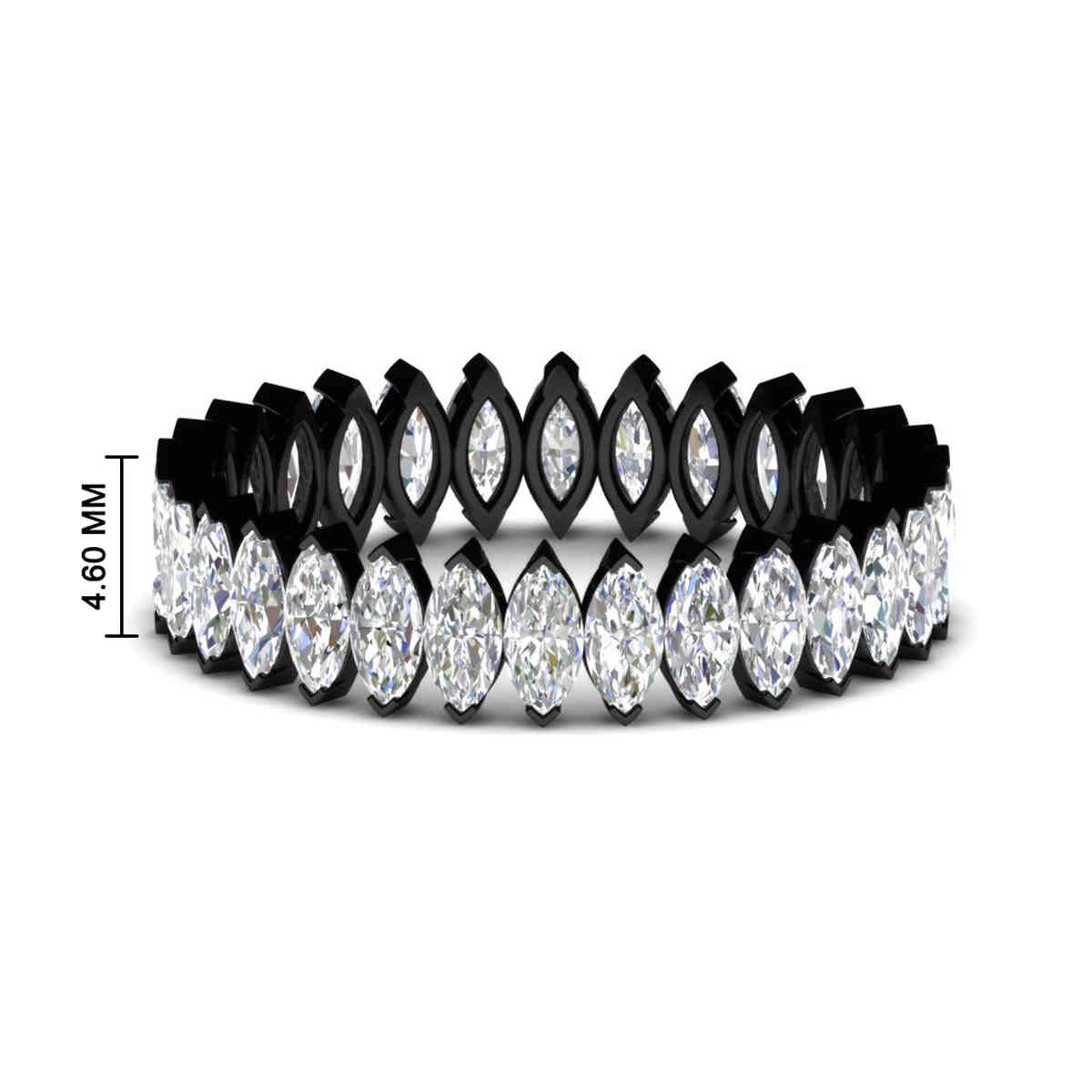 3 Carat Marquise Diamond Eternity Black Wedding Band with 14K Black Gold White Diamond