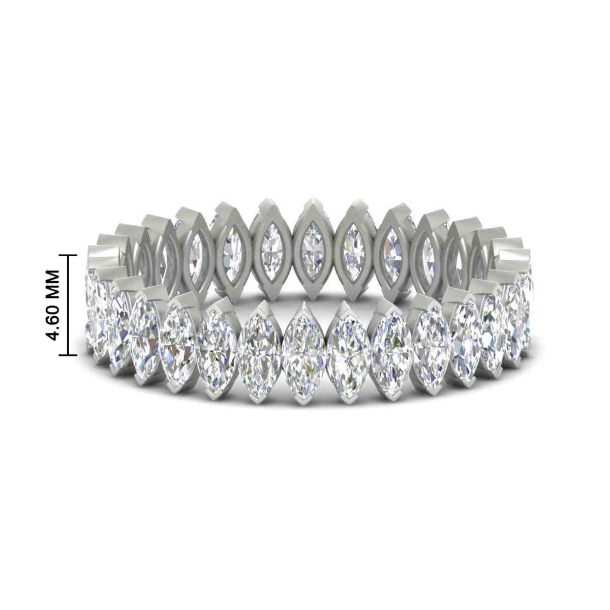 3 Carat Marquise Diamond Eternity Wedding Band with 14K White Gold White Diamond