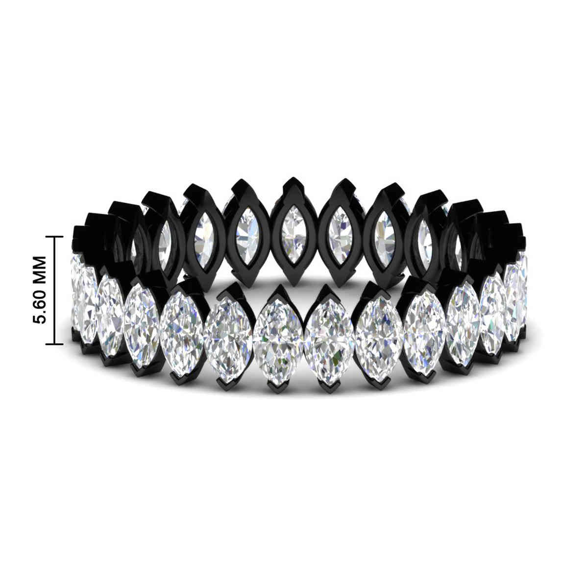 5 Carat Marquise Diamond Eternity Black Wedding Band with 14K Black Gold White Diamond
