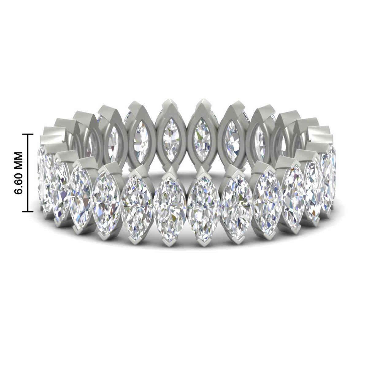 6 Carat Wedding Band Marquise Diamond with 14K White Gold White Diamond