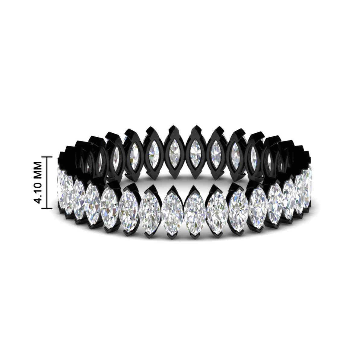 Marquise 2 Carat Cut Eternity Diamond Black Band with 14K Black Gold White Diamond