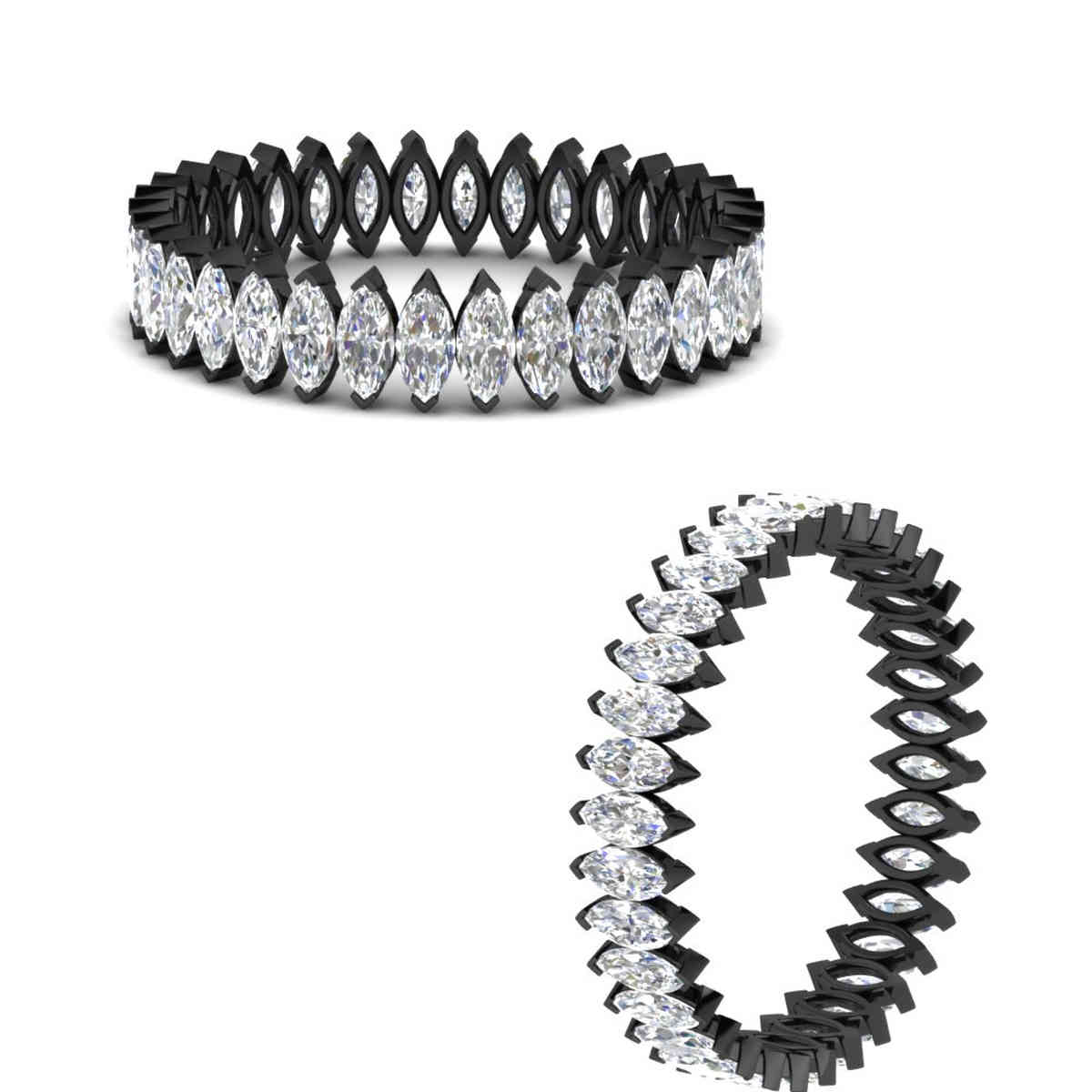 Marquise 2 Carat Cut Eternity Diamond Black Band with 14K Black Gold White Diamond