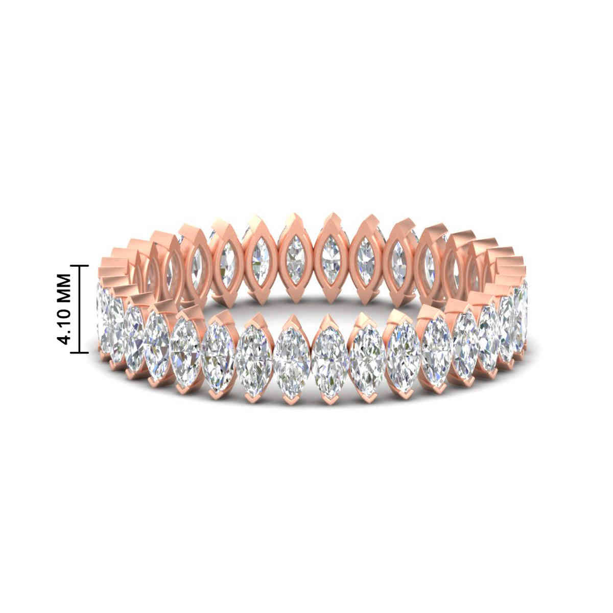 Marquise 2 Carat Cut Eternity Diamond Band with 14K Rose Gold White Diamond