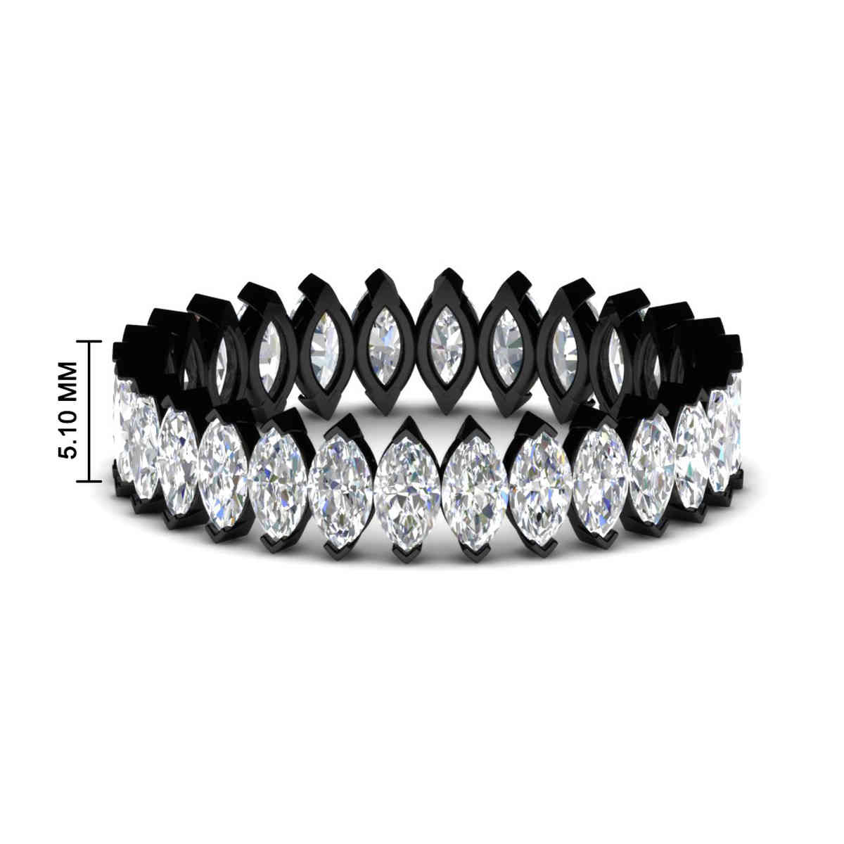Marquise Diamond 4 Carat Eternity Black Anniversary Band with 14K Black Gold White Diamond