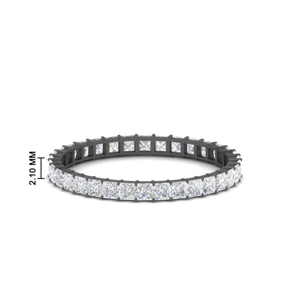 0.50 Carat Princess Cut Black Eternity Band with 14K Black Gold White Diamond