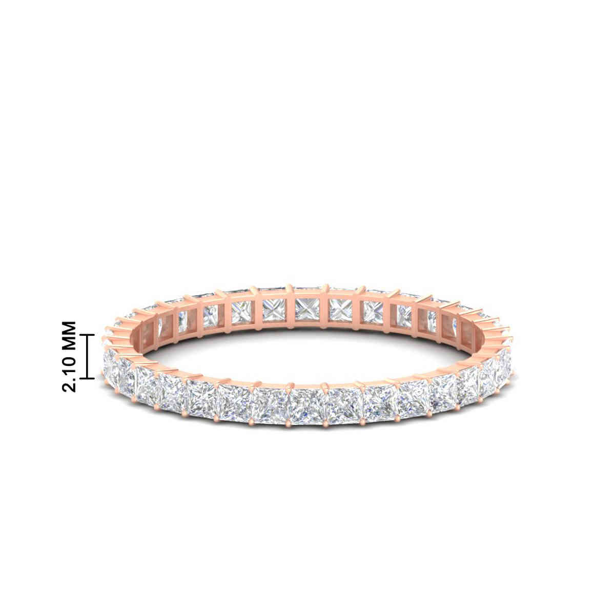 0.50 Carat Princess Cut Eternity Band with 14K Rose Gold White Diamond