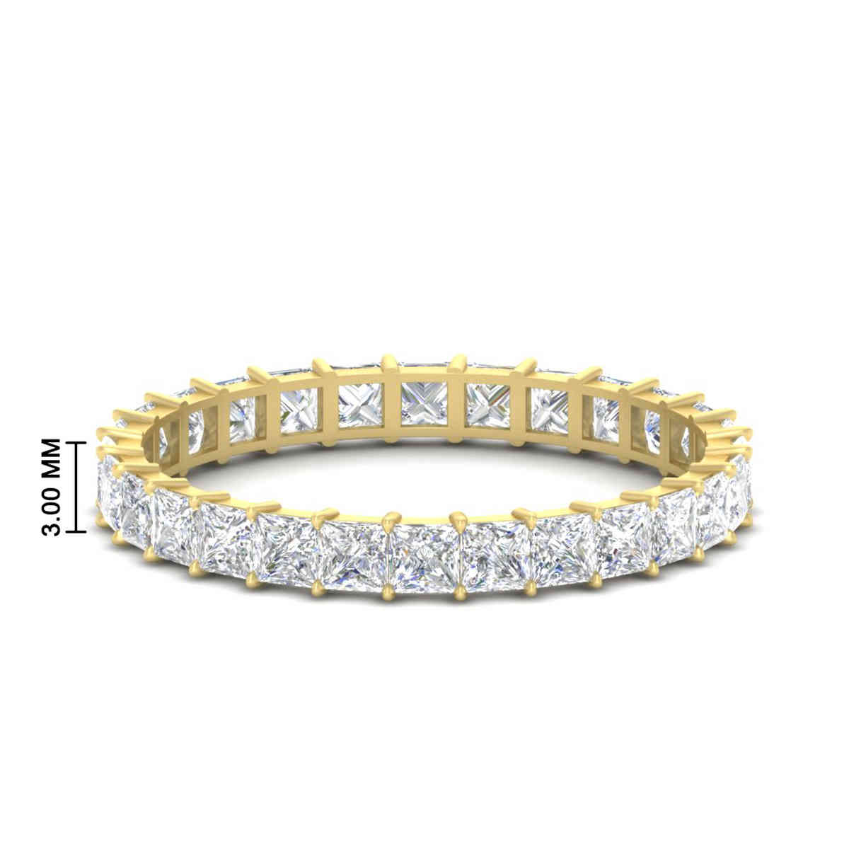 1.50 Carat Princess Cut Diamond Band Eternity with 14K Yellow Gold White Diamond