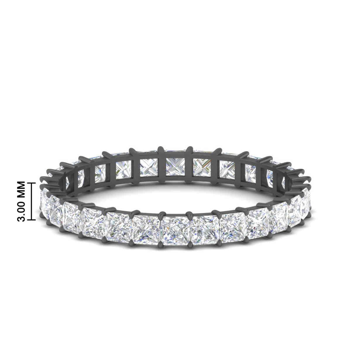 1.50 Carat Princess Cut Diamond Black Band Eternity with 14K Black Gold White Diamond