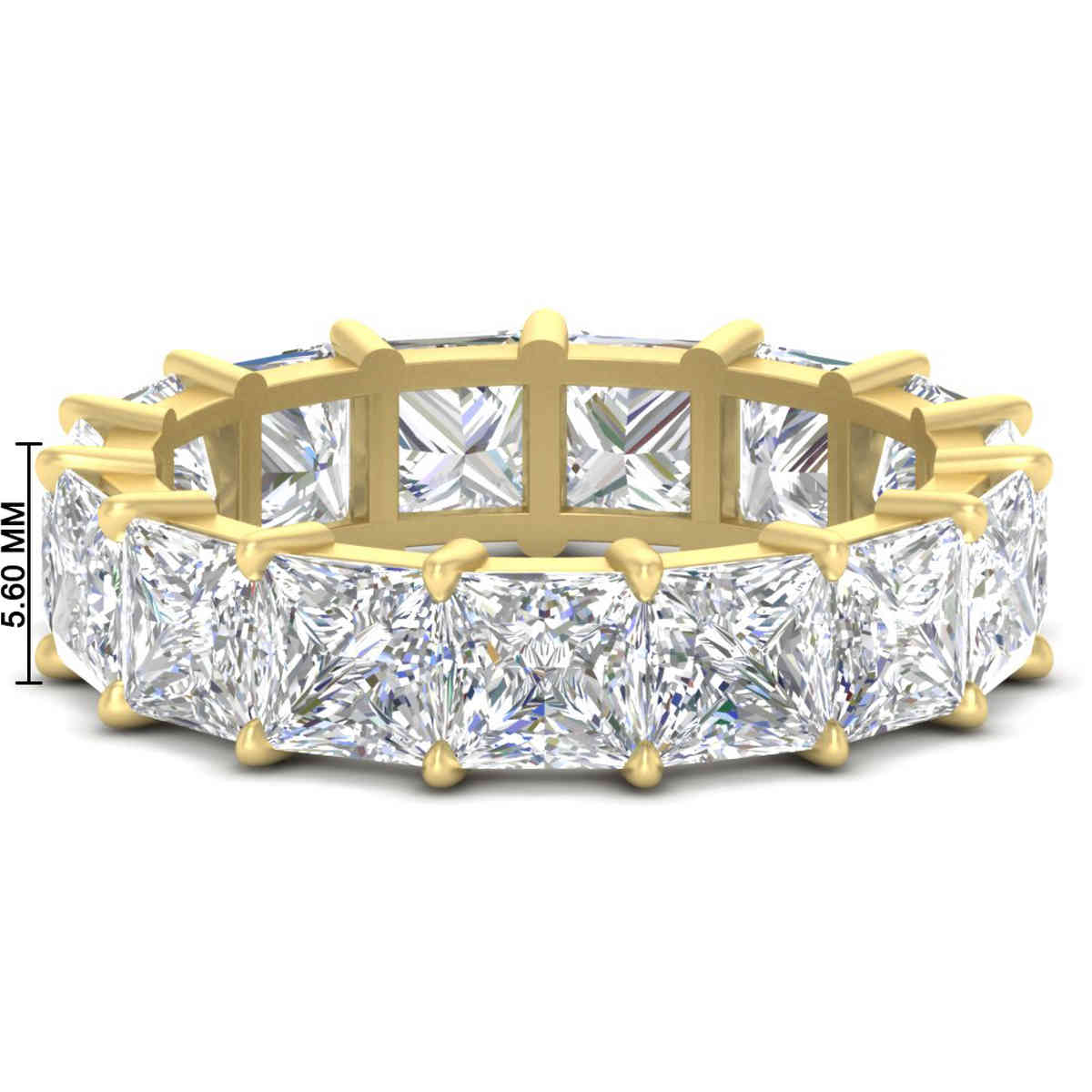 10 Carat Eternity Ring With Prong Set Princess Cut Diamond with 14K Yellow Gold White Diamond