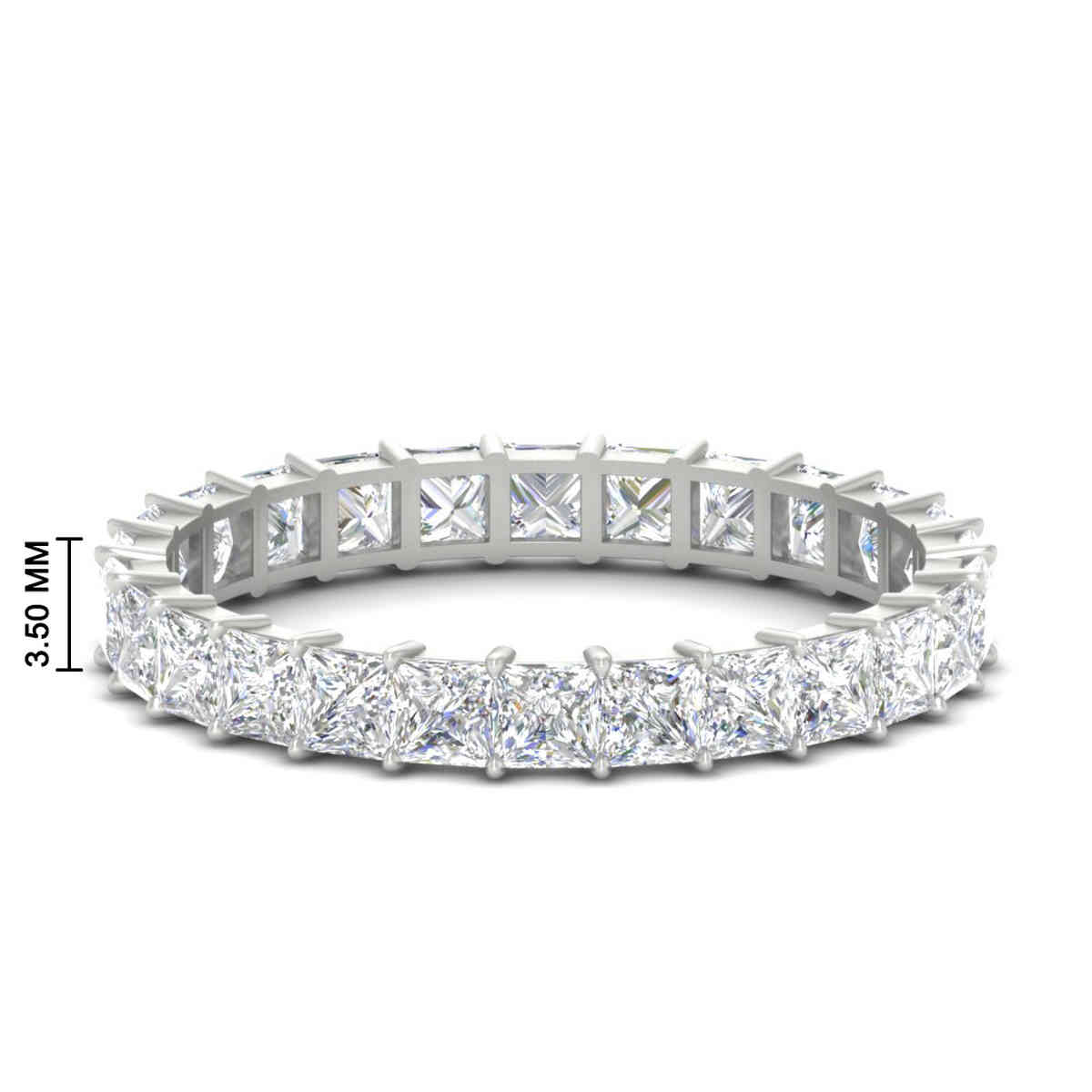 2 Carat Basket Set Square Diamond Full Band with 14K White Gold White Diamond