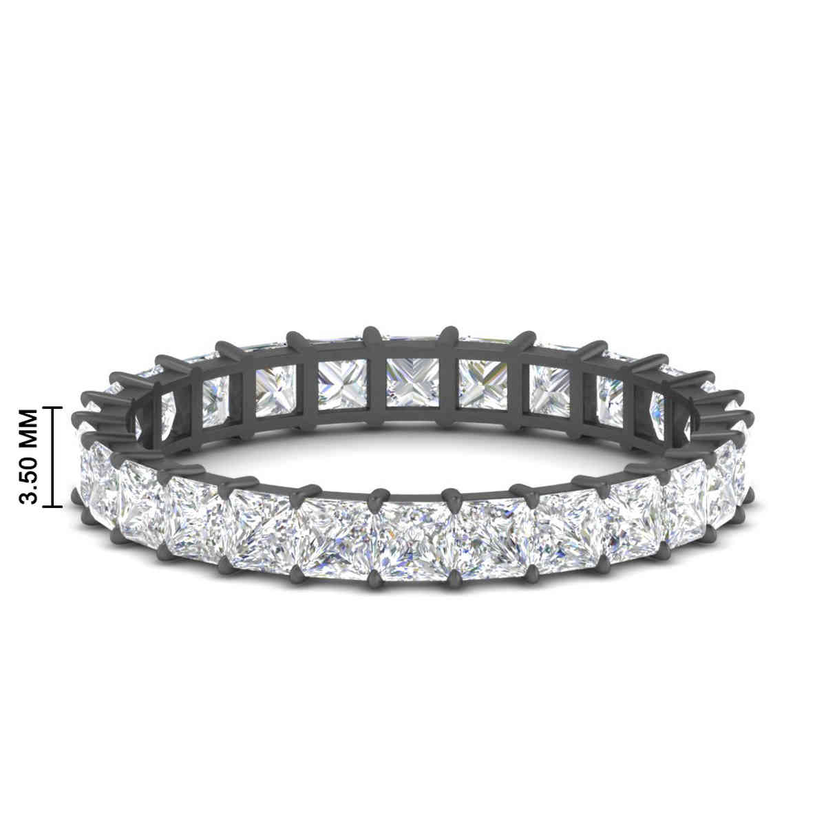 2 Carat Basket Set Square Diamond Full Black Band with 14K Black Gold White Diamond