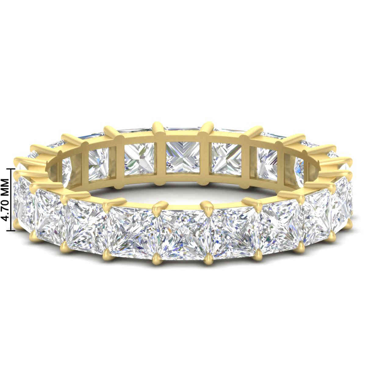 5 Carat Princess Cut Diamond Eternity Anniversary Band with 14K Yellow Gold White Diamond