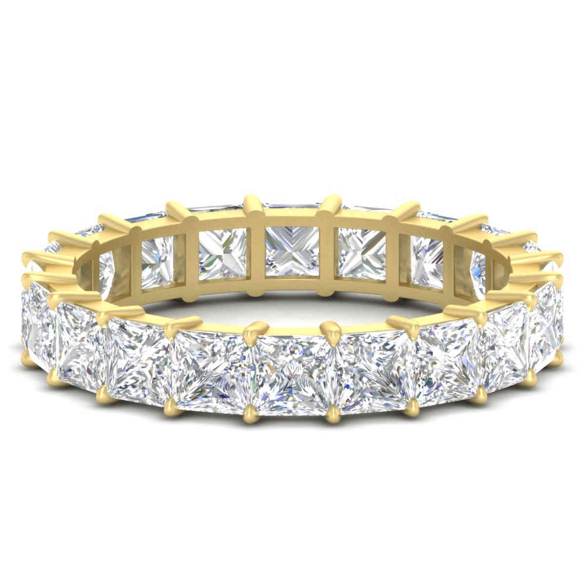 5 Carat Princess Cut Diamond Eternity Anniversary Band with 14K Yellow Gold White Diamond