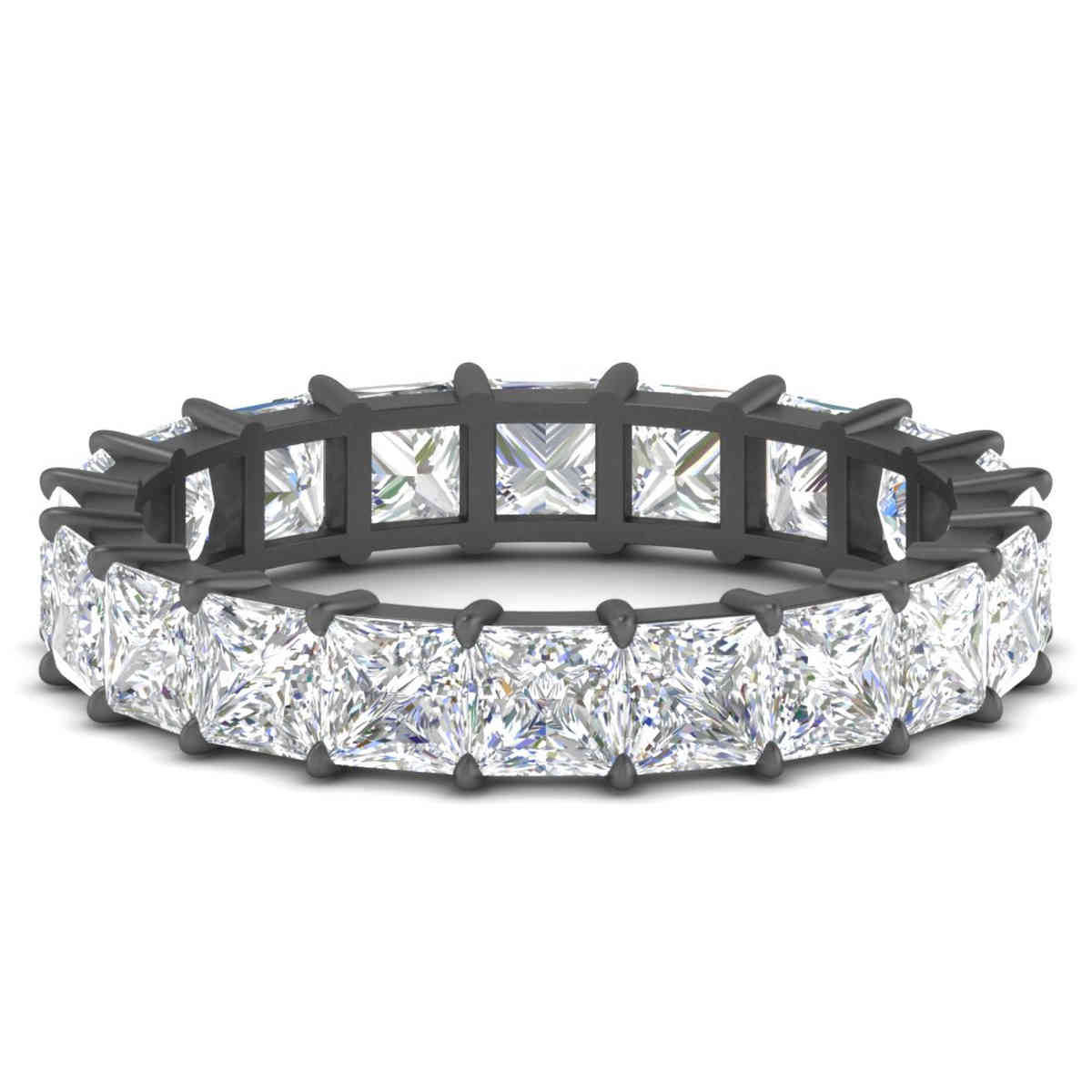 5 Carat Princess Cut Diamond Eternity Black Anniversary Band with 14K Black Gold White Diamond