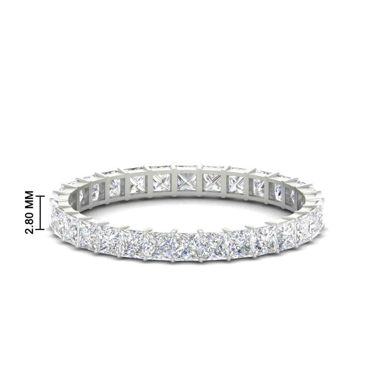 Classic Princess Cut 1 Carat Eternity Ring with 14K White Gold White Diamond