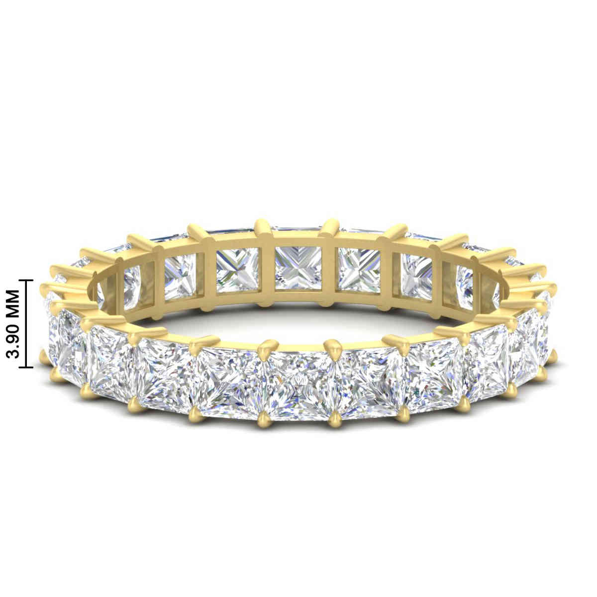Princess Cut 3 Carat Full Eternity Wedding Band with 14K Yellow Gold White Diamond