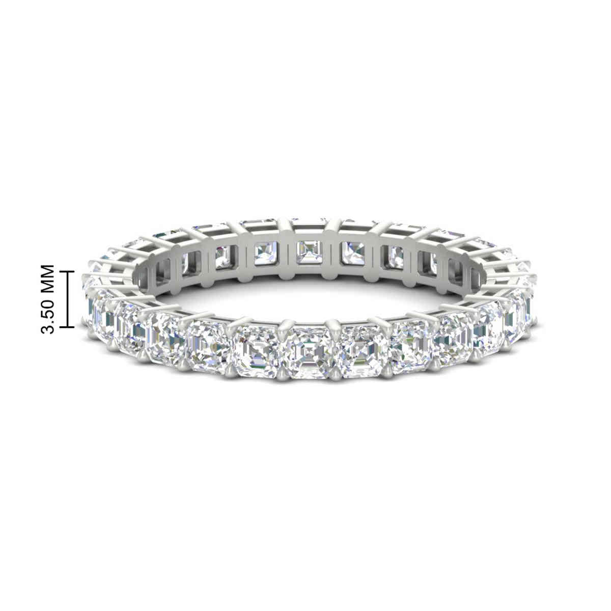 4 Carat Asscher Cut Diamond Wedding Band with 14K White Gold White Diamond
