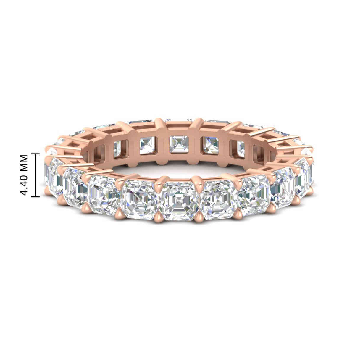 Asshcer Cut 6 Carat Anniversary Diamond Band with 14K Rose Gold White Diamond