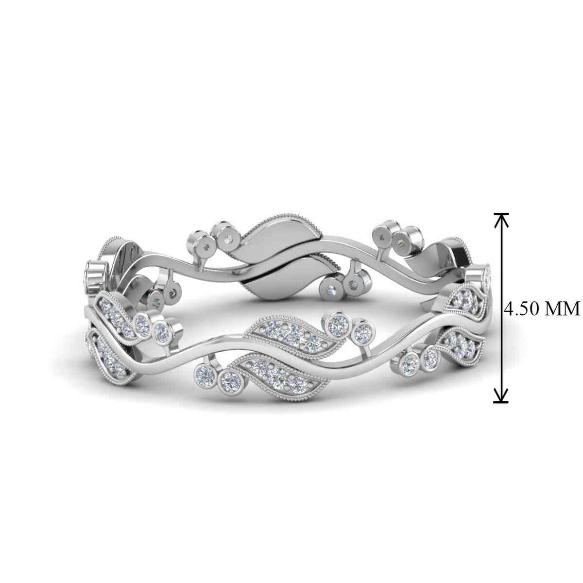Curve Bezel Set Vintage Band with 14K White Gold White Diamond