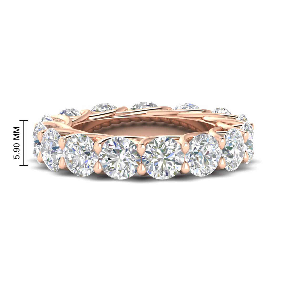 10 Carat Round Luxury Eternity Band with 14K Rose Gold White Diamond
