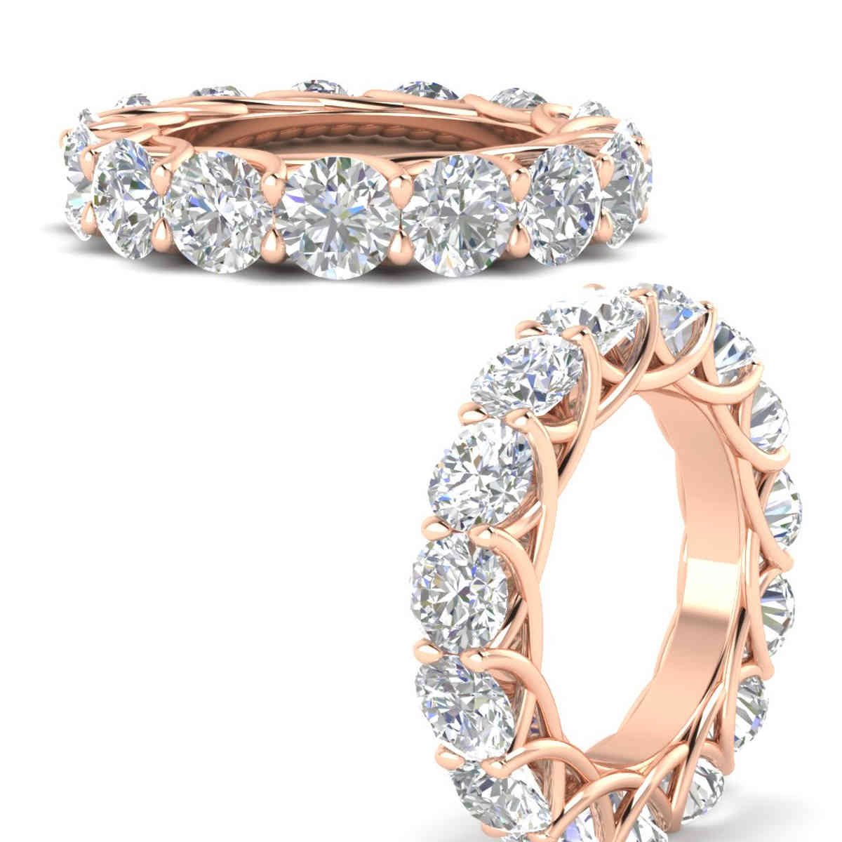 10 Carat Round Luxury Eternity Band with 14K Rose Gold White Diamond