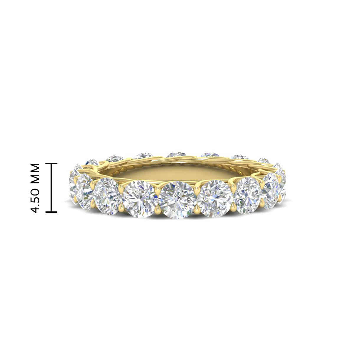 4 Carat Round Cut Diamond Eternity Anniversary Band with 14K Yellow Gold White Diamond