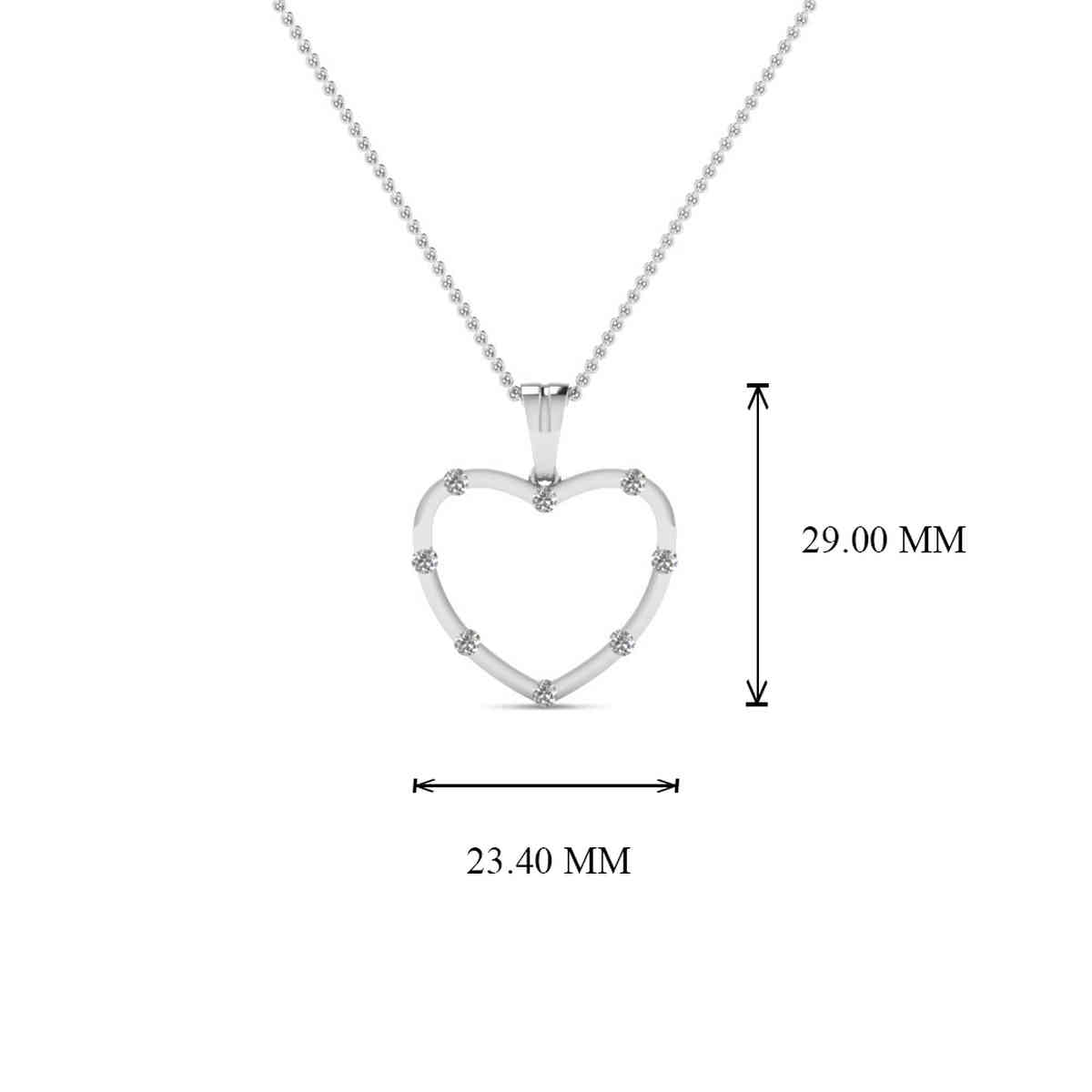 Scattered Heart Pendant with 14K White Gold White Diamond