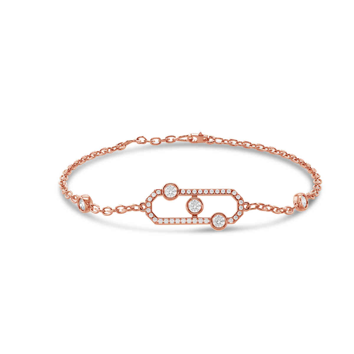 Bezel Open Octagonal Chain Bracelet with 14K Rose Gold undefined