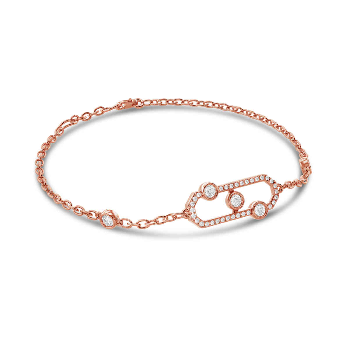 Bezel Open Octagonal Chain Bracelet with 14K Rose Gold undefined
