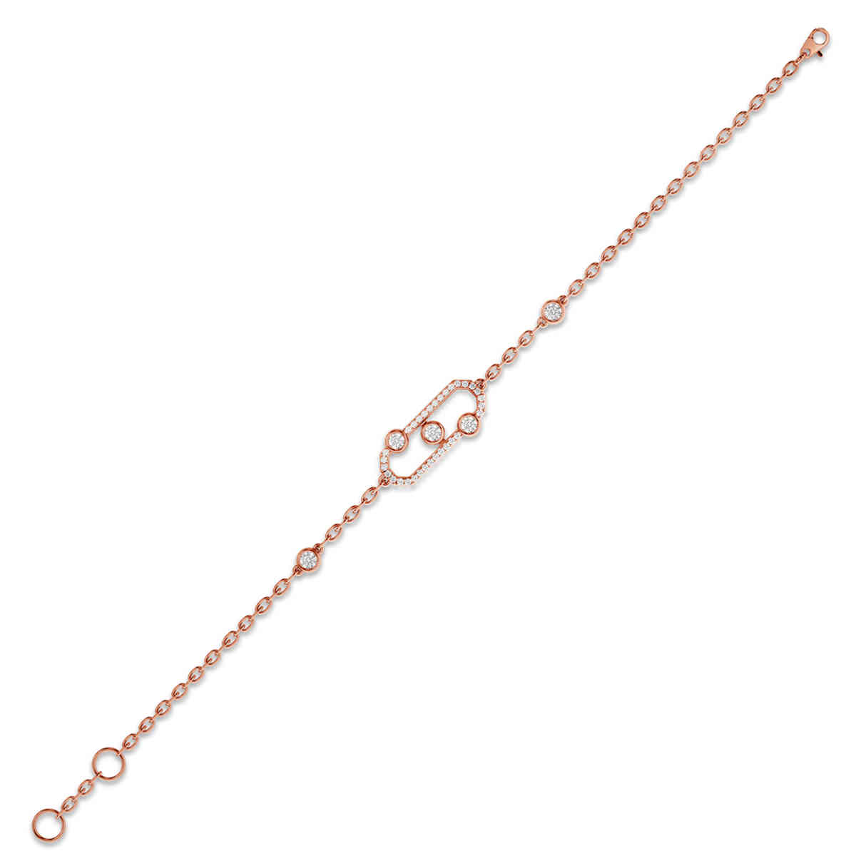 Bezel Open Octagonal Chain Bracelet with 14K Rose Gold undefined