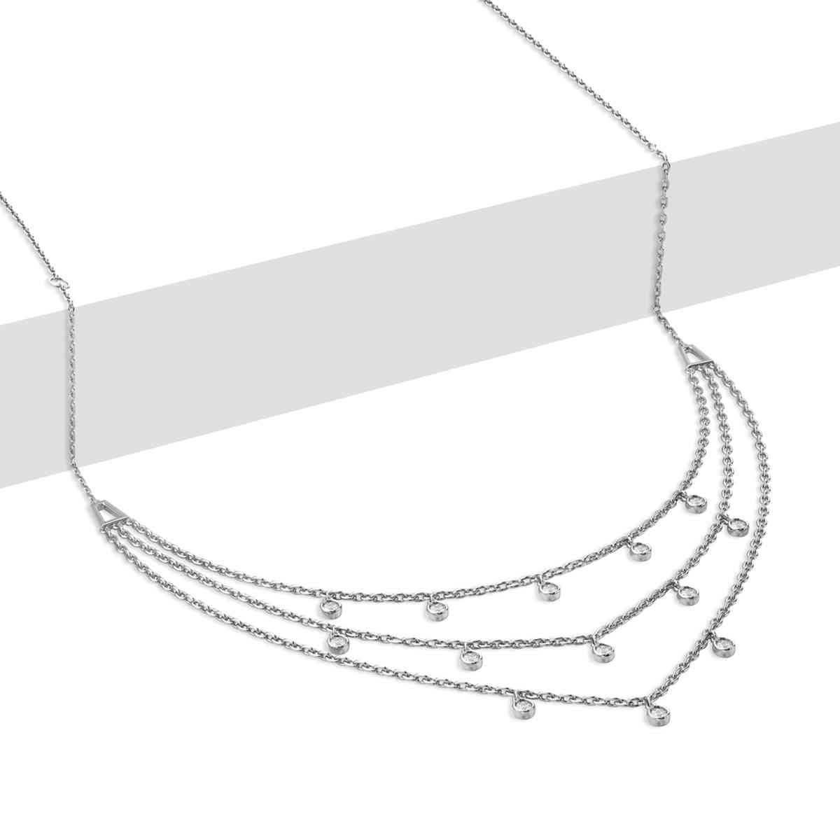 Bezel Drop Multi Strand Necklace Lab Diamond White Gold with 14K White Gold undefined