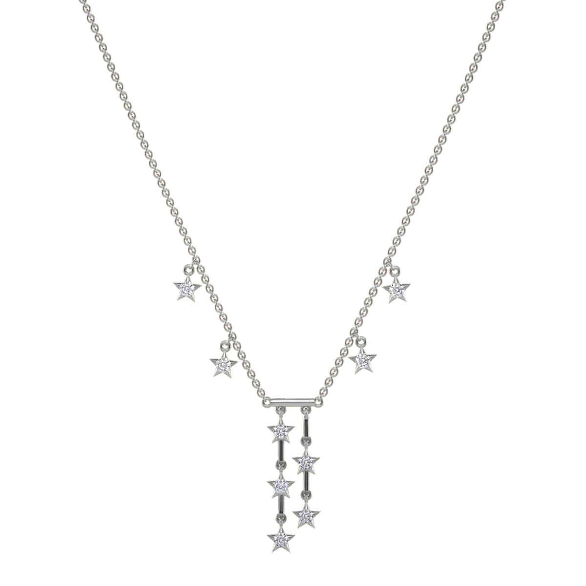 Lab Diamond Star Drop Necklace White Gold with 14K White Gold undefined