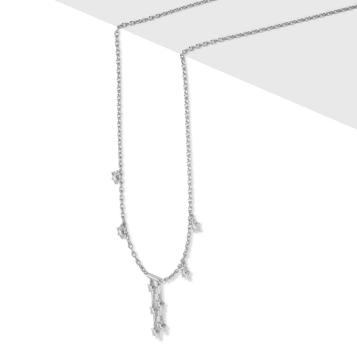 Lab Diamond Star Drop Necklace White Gold with 14K White Gold undefined