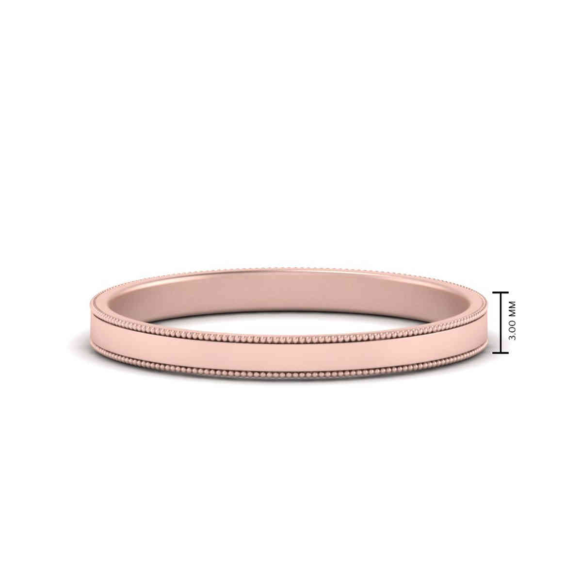 Flat Milgrain Stack Wedding Band with 14K Rose Gold undefined
