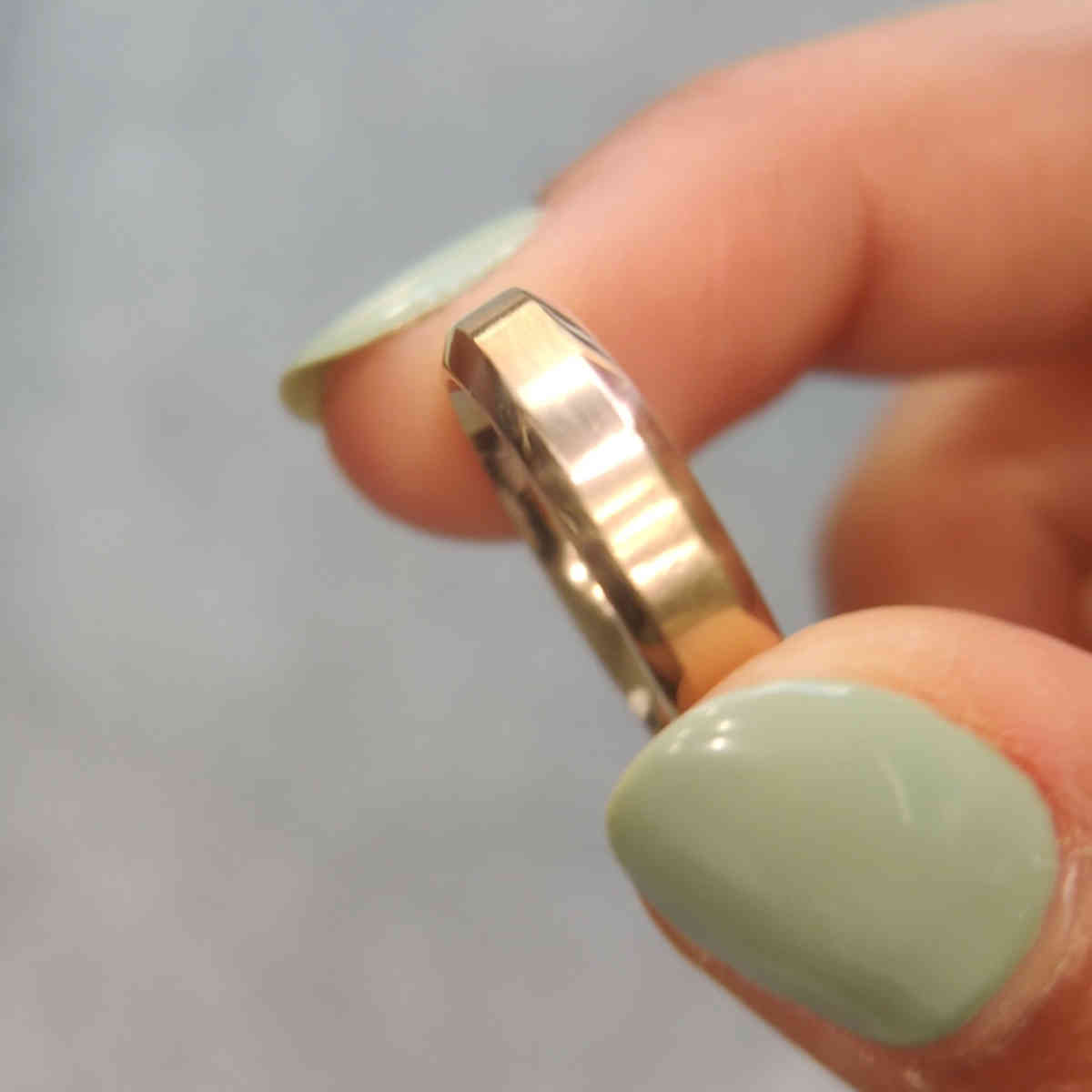 Matte Finish Beveled Anniversary Band For Men with 14K Yellow Gold undefined