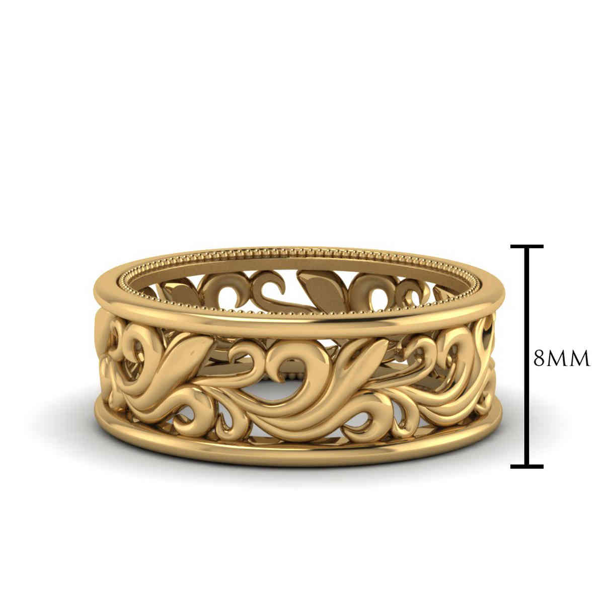 Antique Wide Filigree Gold Band with 14K Yellow Gold undefined